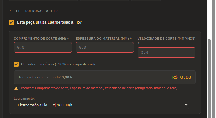 Eletroerosão a fio (detalhe)